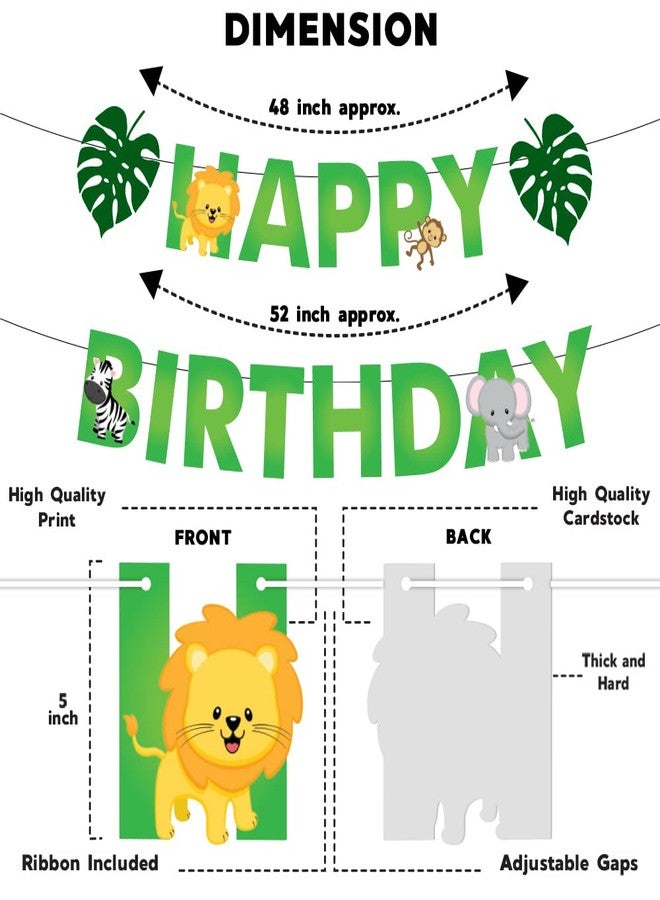 Festiko® Jungle Theme Birthday Decoration Combo (38 Pcs) - Includes Banner with Ribbon, 20 Balloons, Cake & Cupcake Toppers, Swirl Cutouts - Safari Theme Party Decor for Kids & 1st Birthday - Image 5